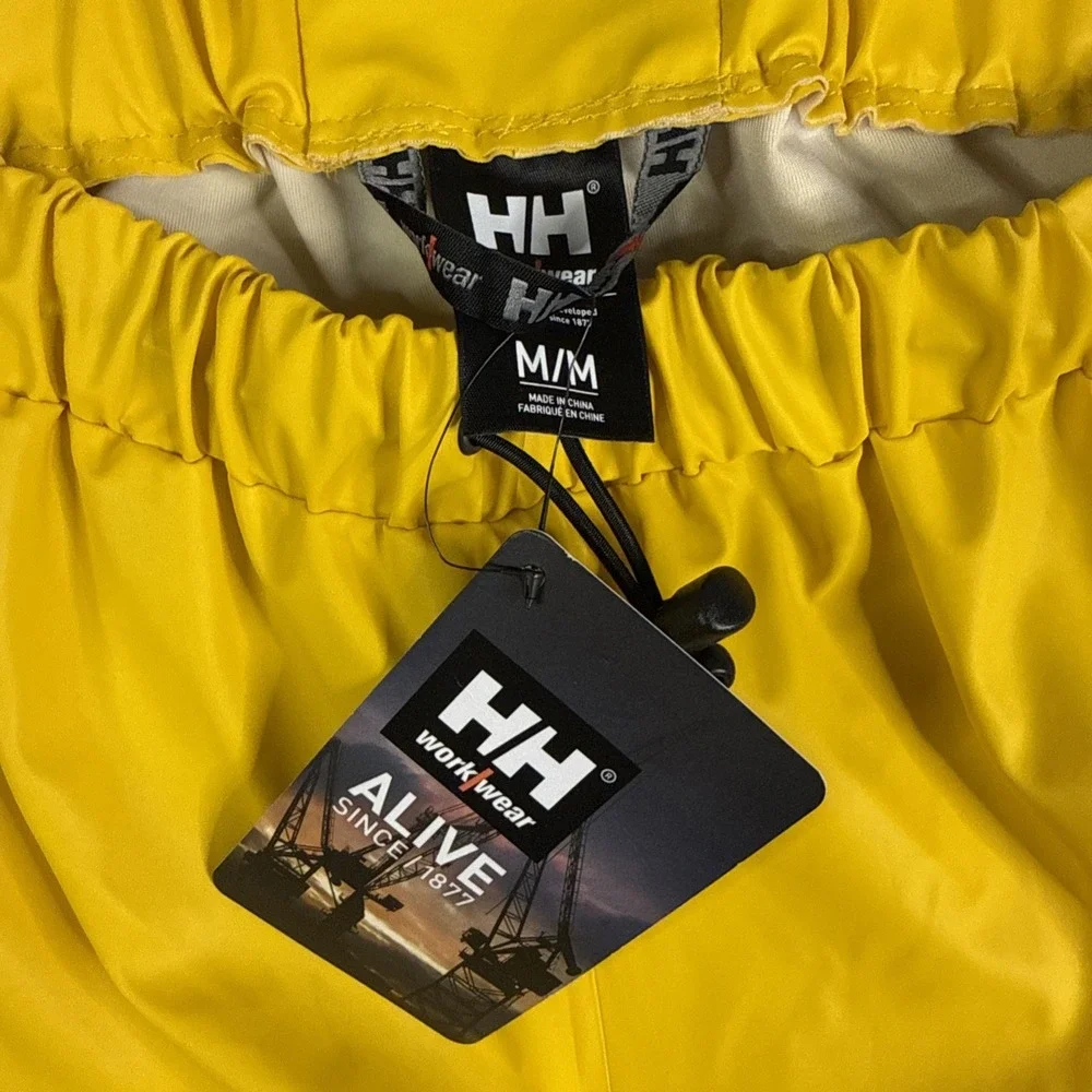 Helly Hansen Voss Rain Pants Size M Yellow Pull On Waterproof Drawstring NEW